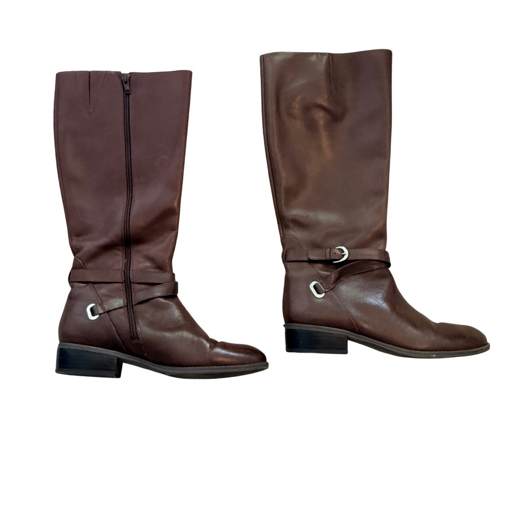 Lauren Ralph Lauren Maribella Riding Boots Women 8.5B Brown Leather Knee High